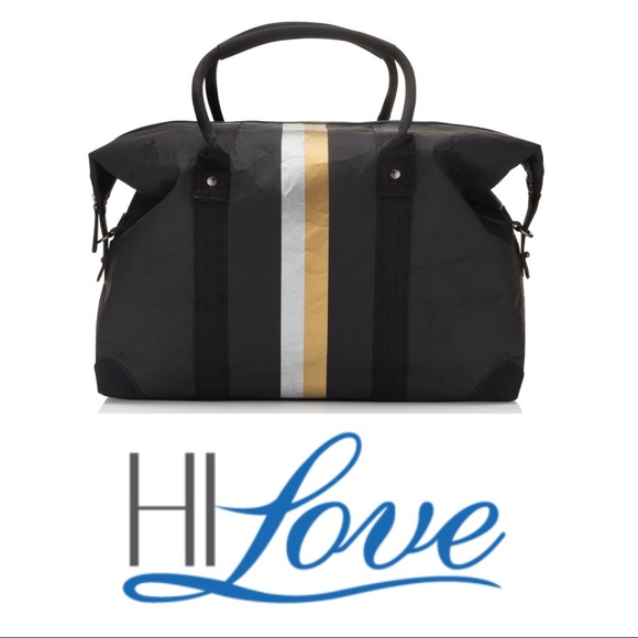Hi Love Travel Handbags - Hi Love Travel weekender duffle bag black striped